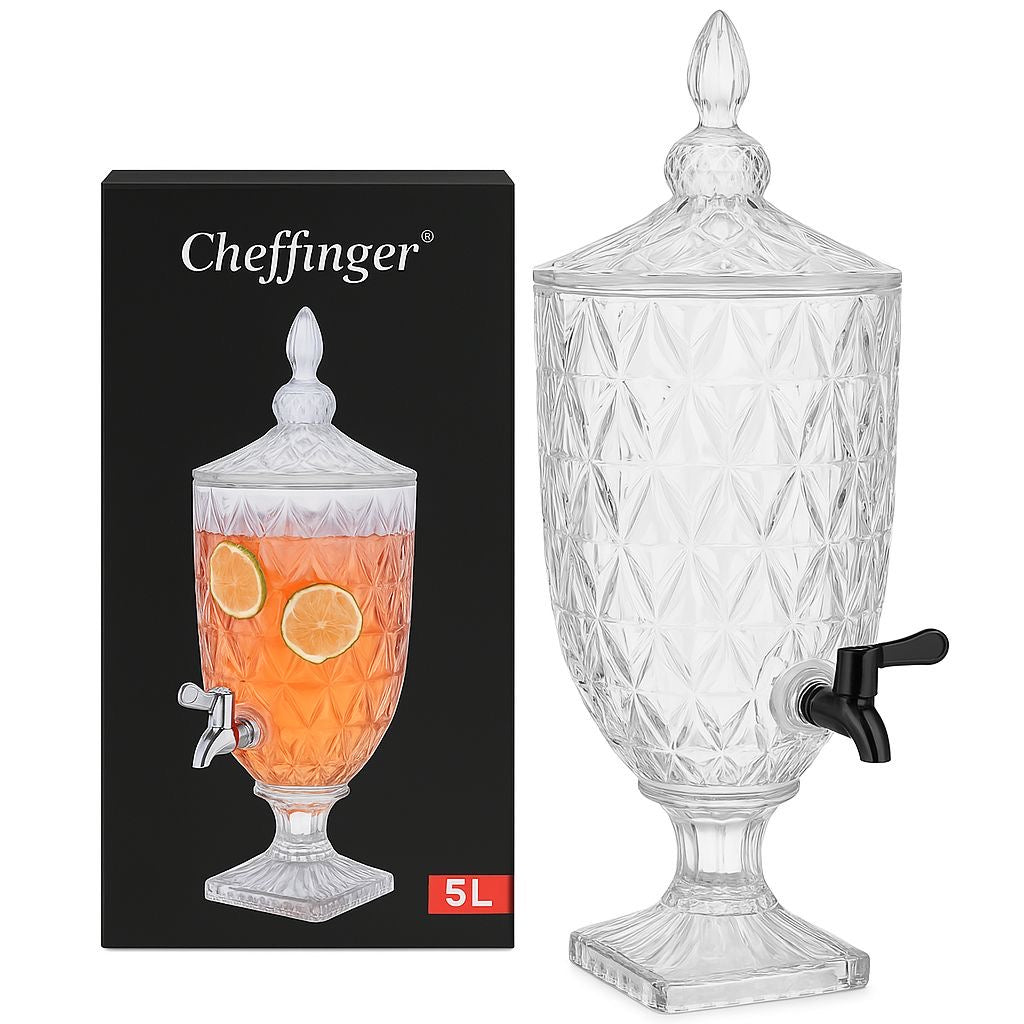 Cheffinger Limonadedispenser – 5L | Stijlvolle Drankendispenser voor Water, Sap en Cocktails