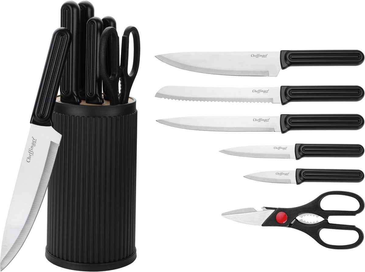 Cheffinger Messenset met Standaard - 7-delig - Zwart