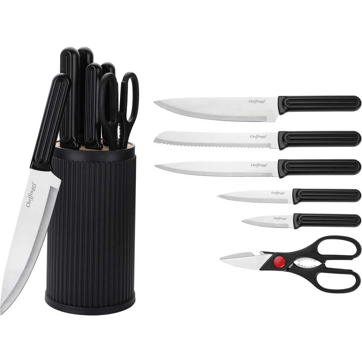 Cheffinger Messenset met Standaard - 7-delig - Zwart