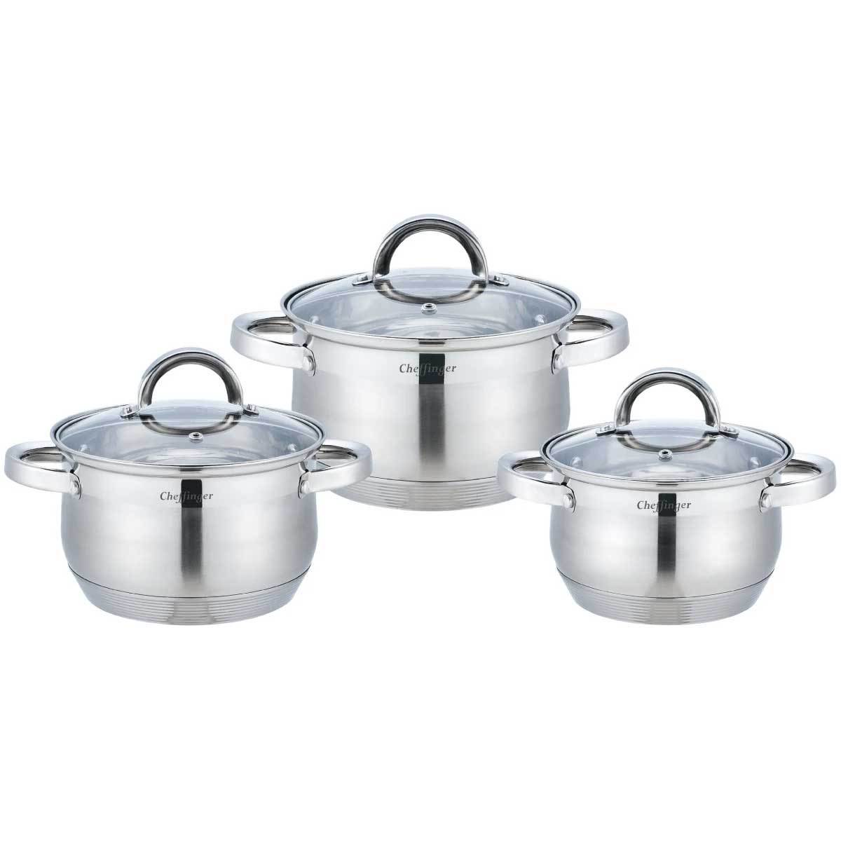 Cheffinger Pannenset - 6-delig - Zilver - RVS - Kookpannen - Inductie – productafbeelding