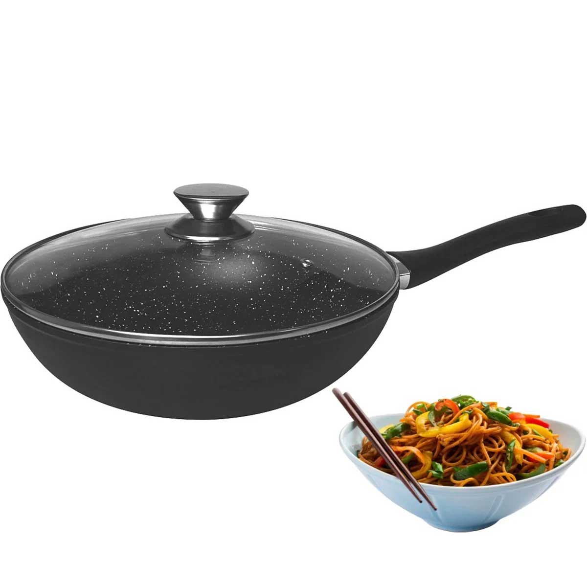 Cheffinger Wokpan met Deksel - 28cm - Inductie
