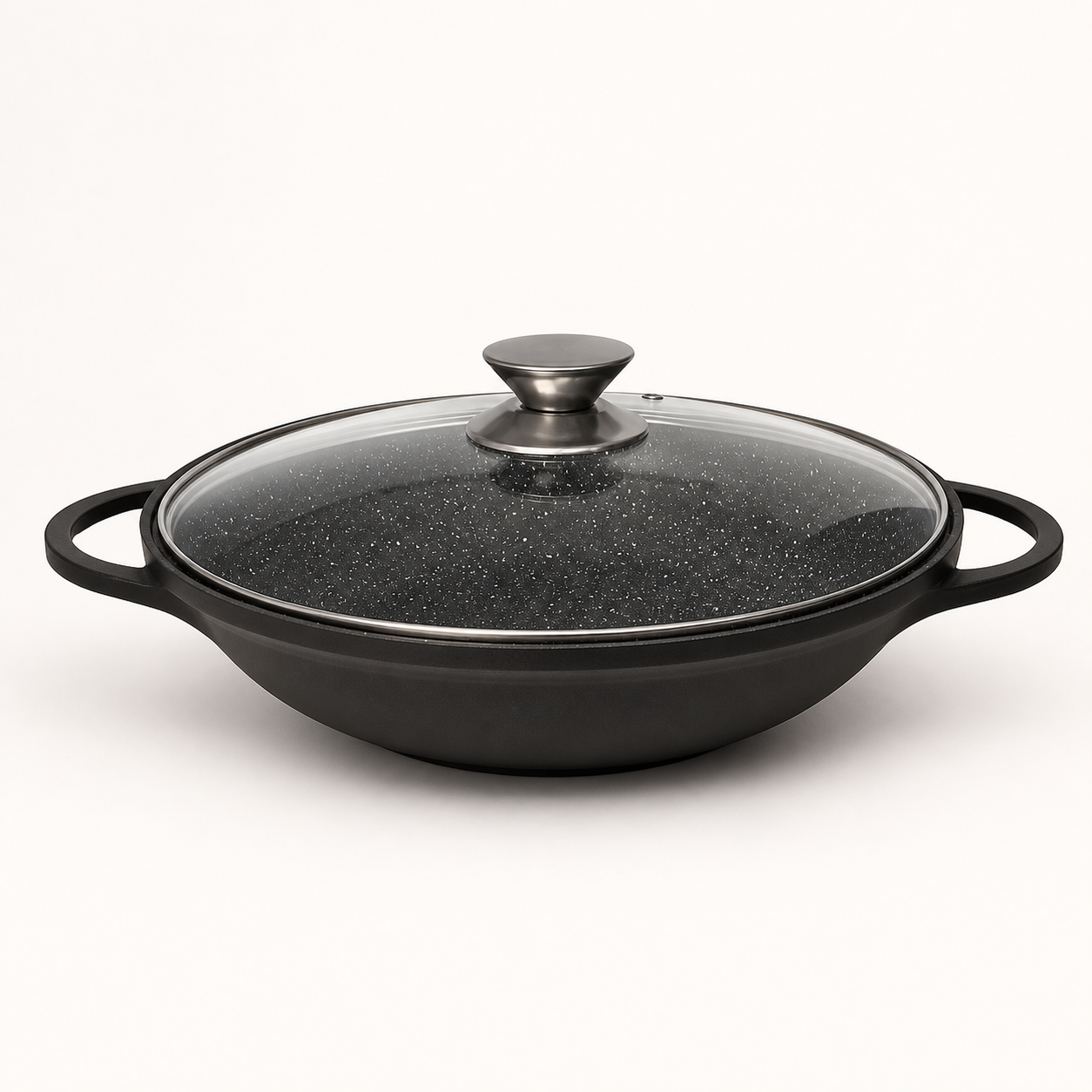 Cheffinger Wokpfanne mit Deckel - 40cm - Schwarz - Induktion - XXL Wok-Pfanne