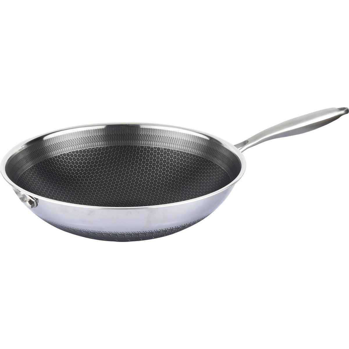 Cheffinger Wokpan met Steel - 32cm - RVS - Honingraat - Inductie – productafbeelding