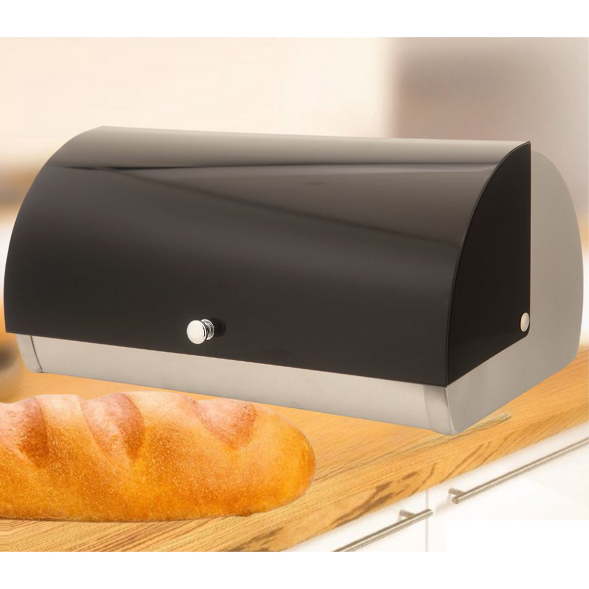 Cheffinger Broodtrommel - Metallic Zwart - RVS - 38cm