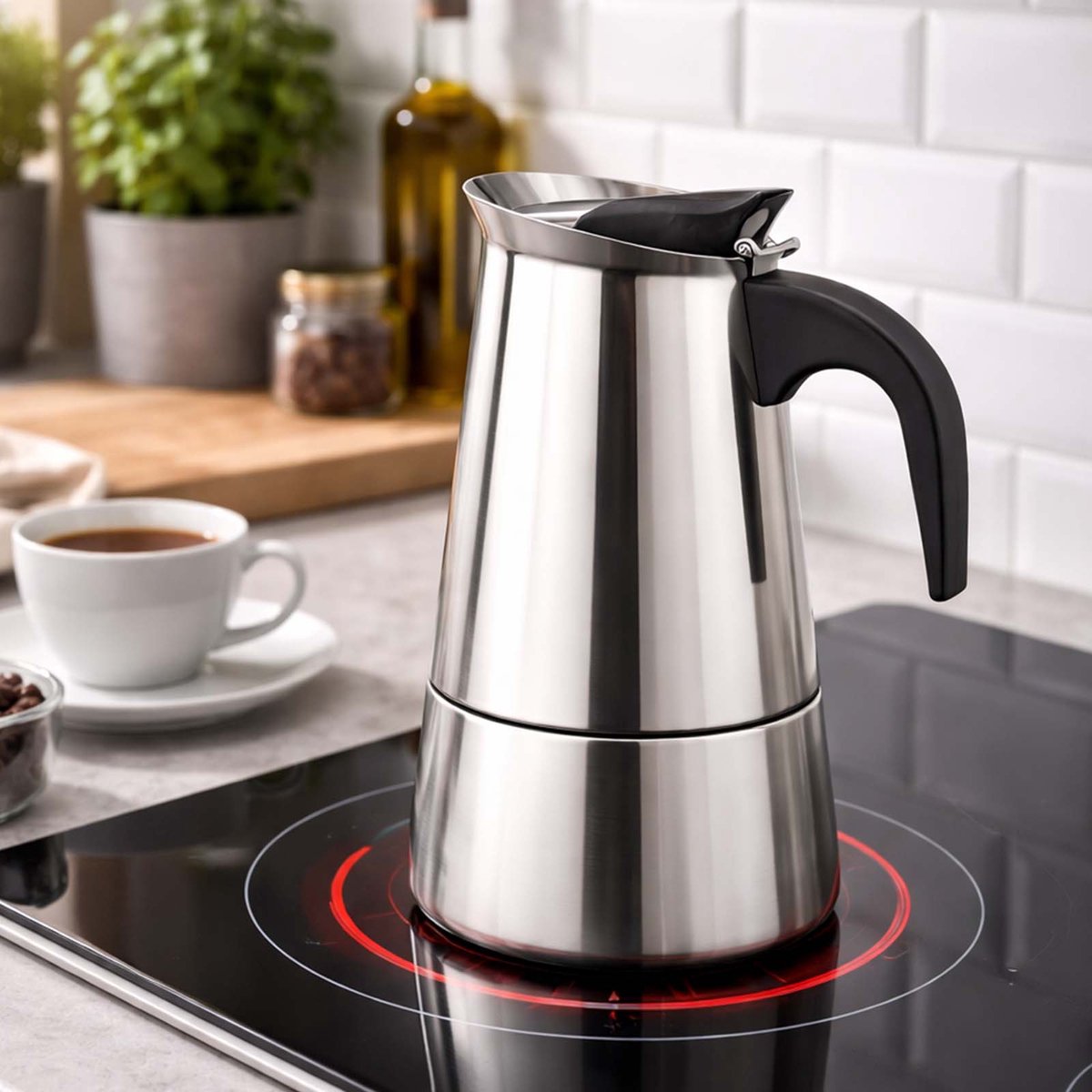 Cheffinger Koffie Percolator - Zilver - 6 Kopjes - Inductie