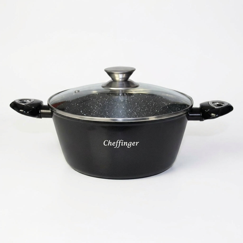 Cheffinger Kookpan met Deksel - 24 cm - Zwart - Inductie