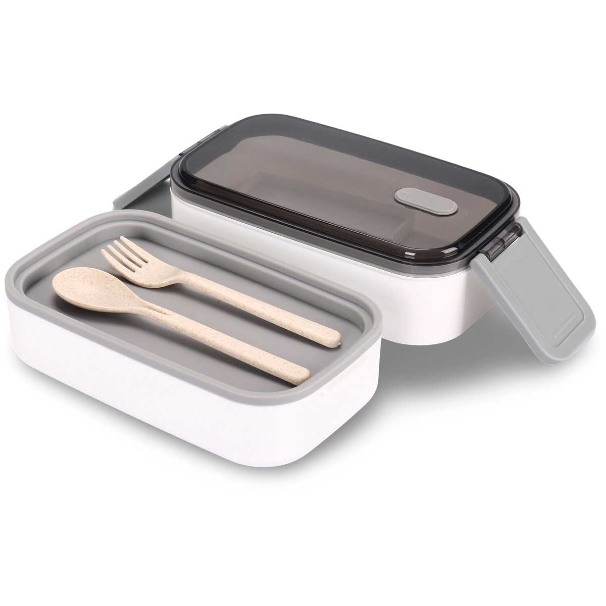 Cheffinger Lunchbox met Bestek - Wit - Bentobox - Multifunctioneel Voor Werk en School - Meal Prep Bakje
