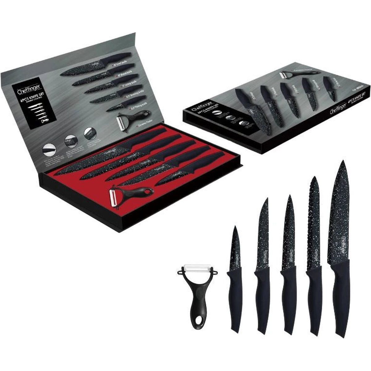 Cheffinger Messenset - 6-delig - Zwart