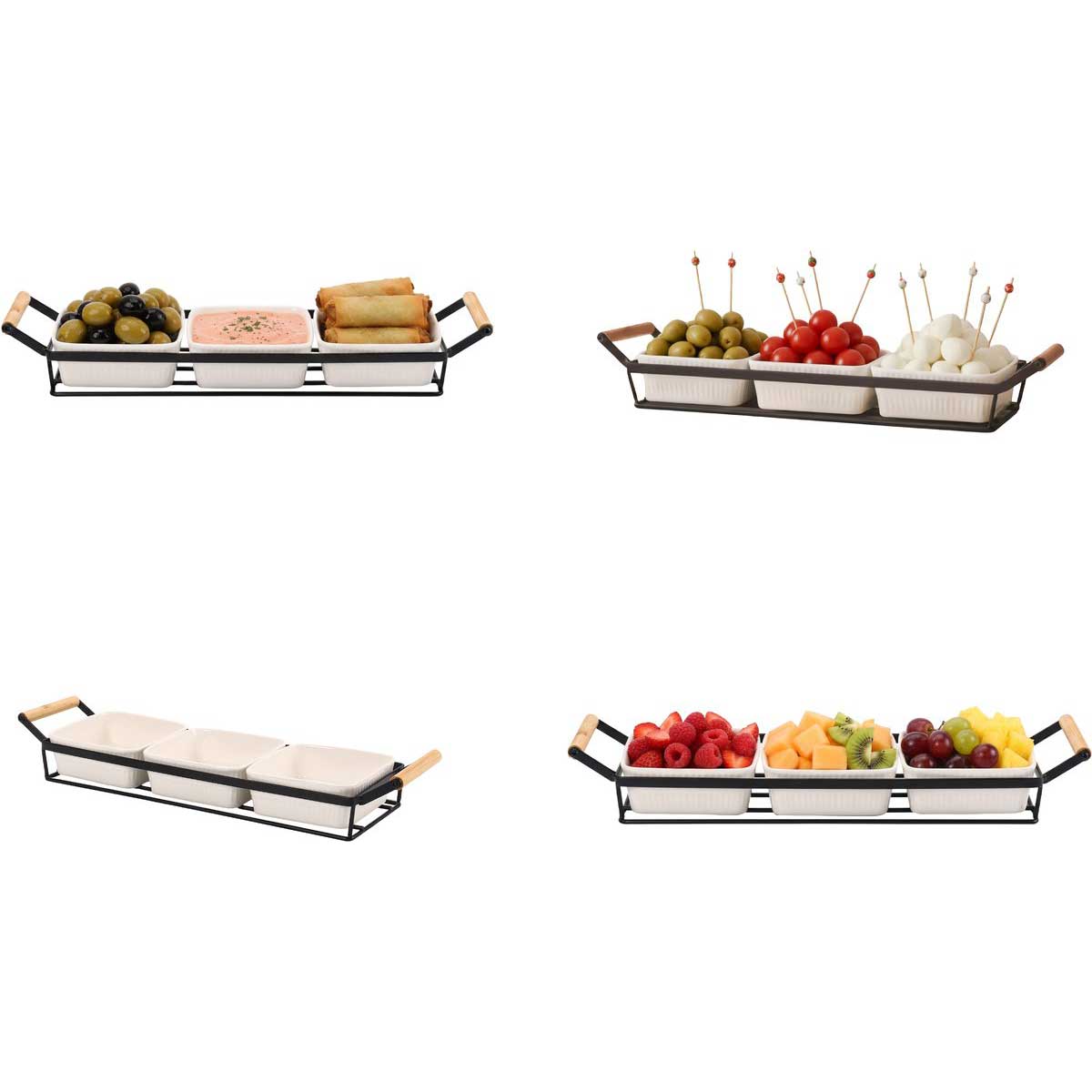 Cheffinger Saus & Snackschalen Set - 4-delig - Keramiek - Zwart/Wit