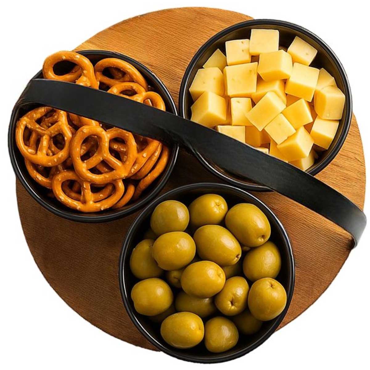 Cheffinger Snackschalen Set - 4-delig - Bamboe - Zwart - Serveerset