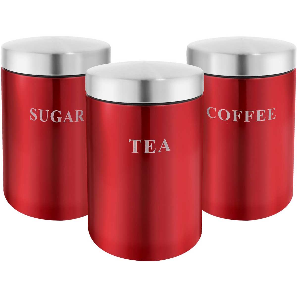 Cheffinger Voorraadbussen - Rood - Koffie, Thee en Suiker