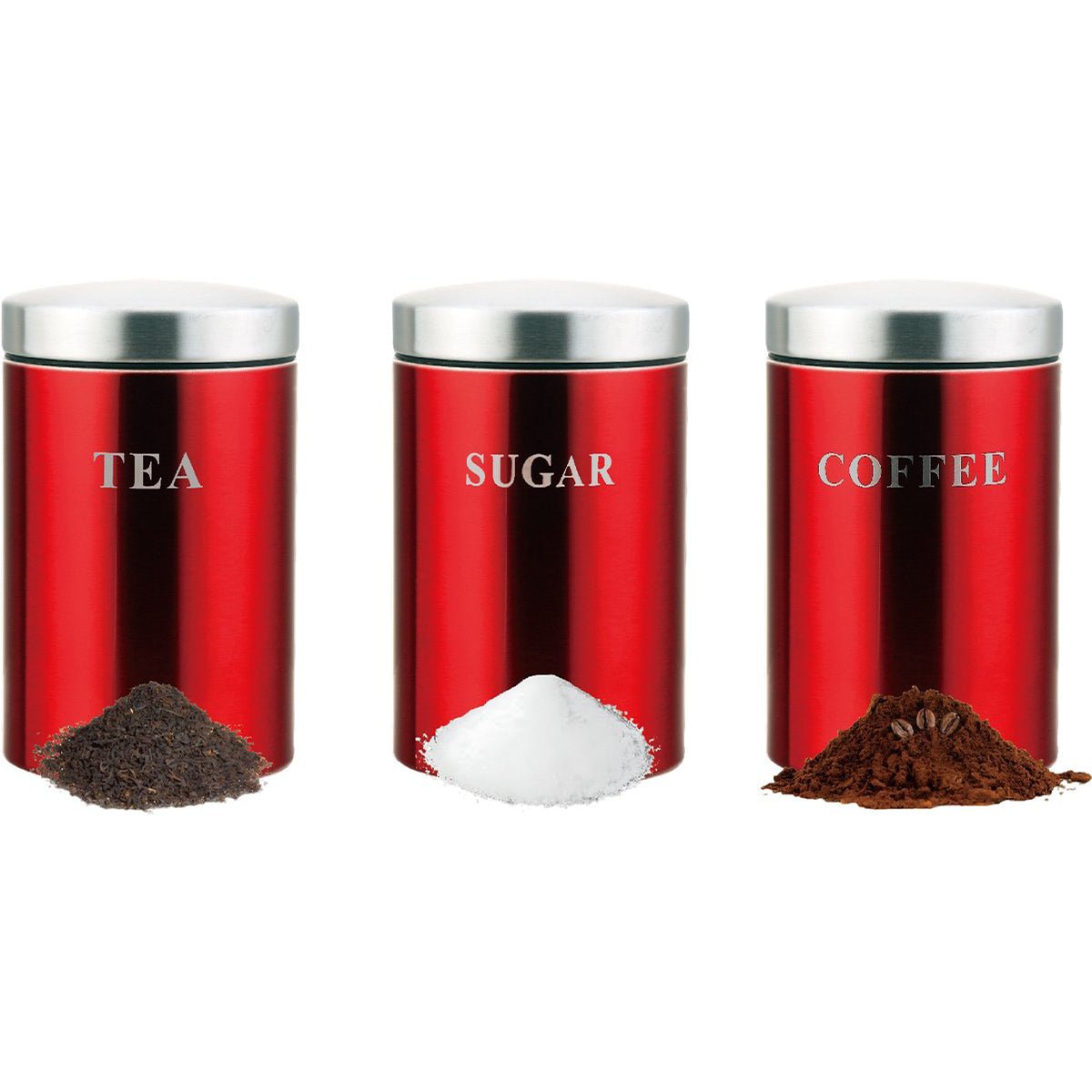 Cheffinger Voorraadbussen - Rood - Koffie, Thee en Suiker