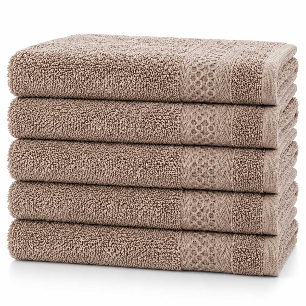 Cleanizi Gastendoekje - Taupe - 30x50 cm - 100% Katoen - Badstof Handdoek - Set van 5