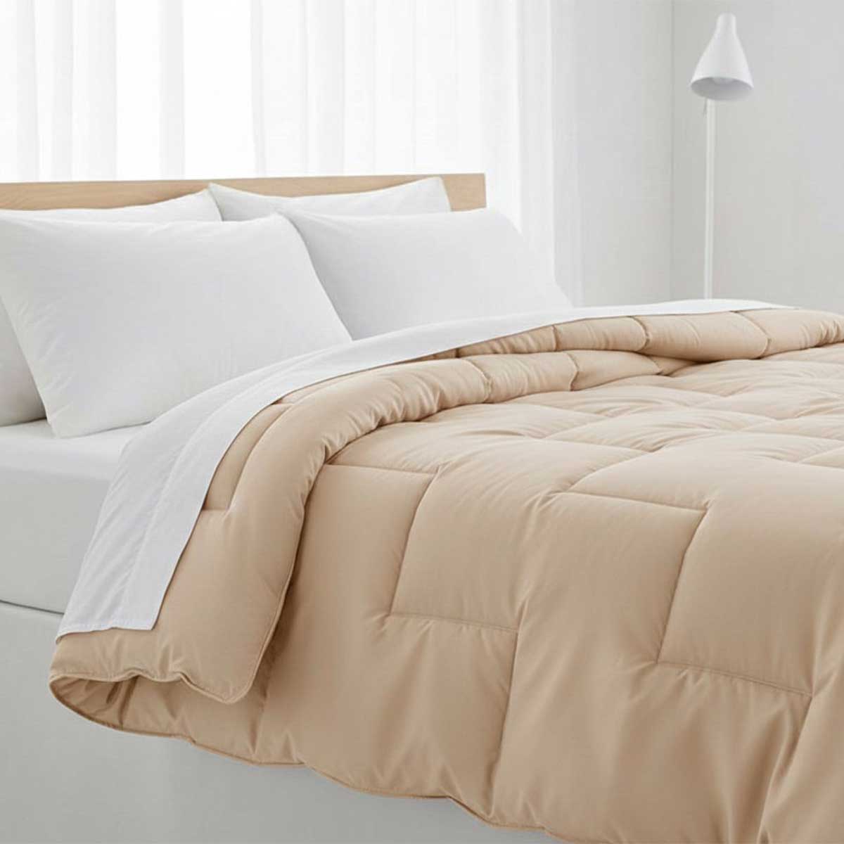 Dreamswan Dubbelzijdig Dekbed zonder Overtrek - 240x200cm - Taupe - Wasbaar Dekbed - Hoesloos Dekbed - Tweepersoons Dekbed