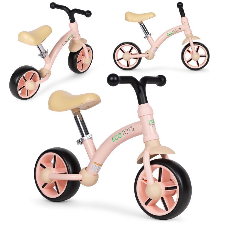 ECOTOYS Loopfiets - EVA Wielen - Verstelbaar Zadel - Roze - 3+