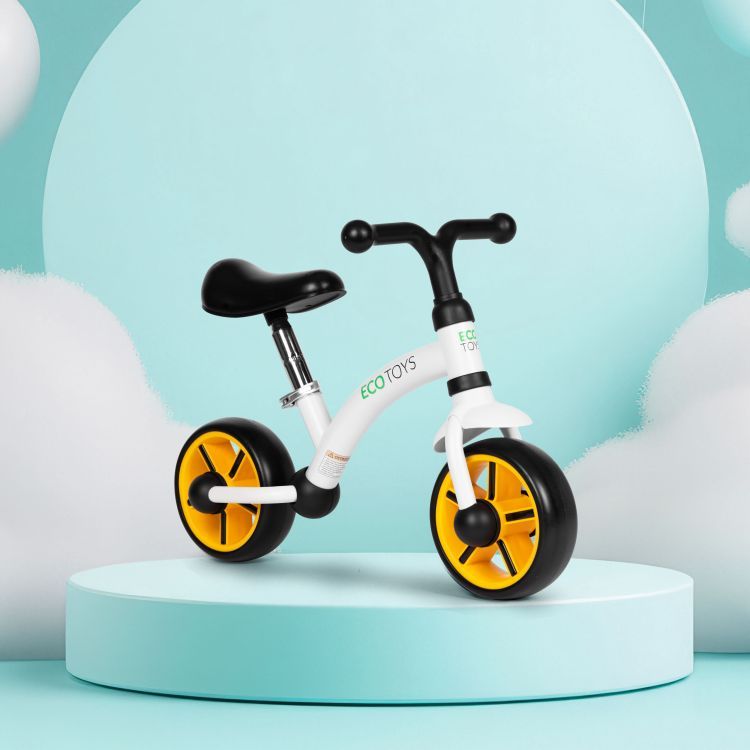 ECOTOYS Loopfiets - EVA Wielen - Verstelbaar Zadel - Zwart - 3+