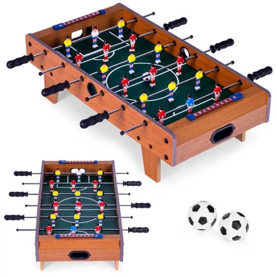ECOTOYS Tafelvoetbalspel - 70x35 cm - Hout - Mini Voetbaltafel - 2 Ballen