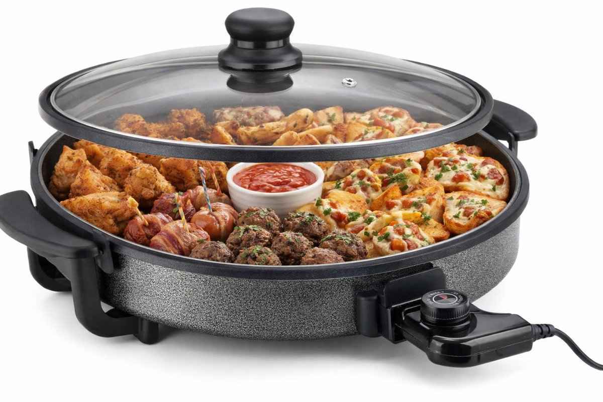 Ferveo Leyya - Hoge Elektrische Hapjespan - 40cm - 1500W - Elektrische Pizza Pan - Zwart