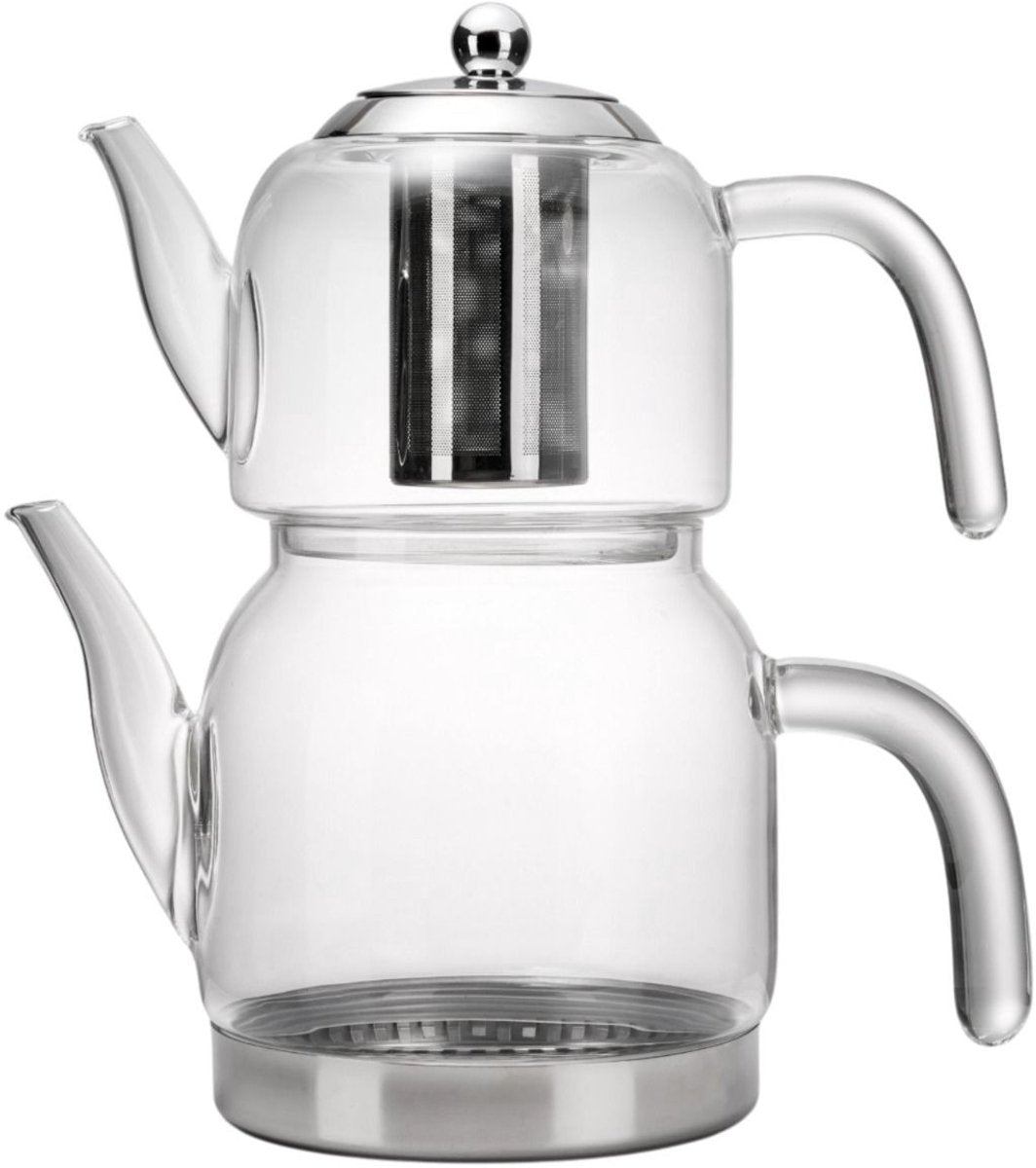 Ferveo Yasmina - Glazen Theepot Set - 1,2/2,5L - Inductie - Turkse Theepot