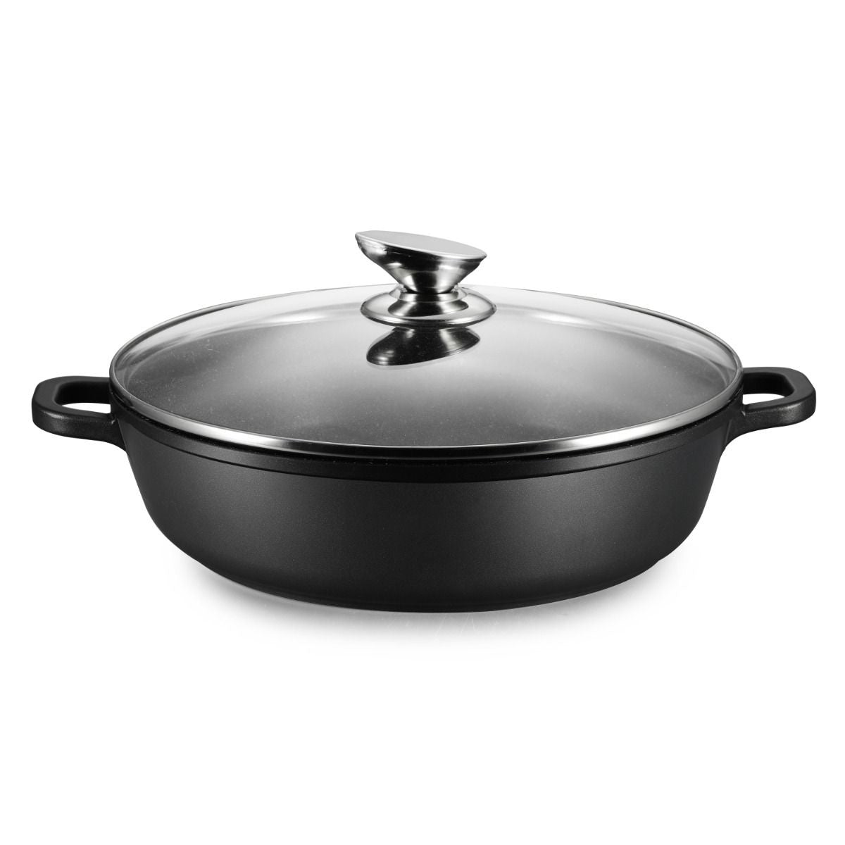 Ferveo Omega Lage Braadpan met Deksel - 24cm - Zwart - Inductie