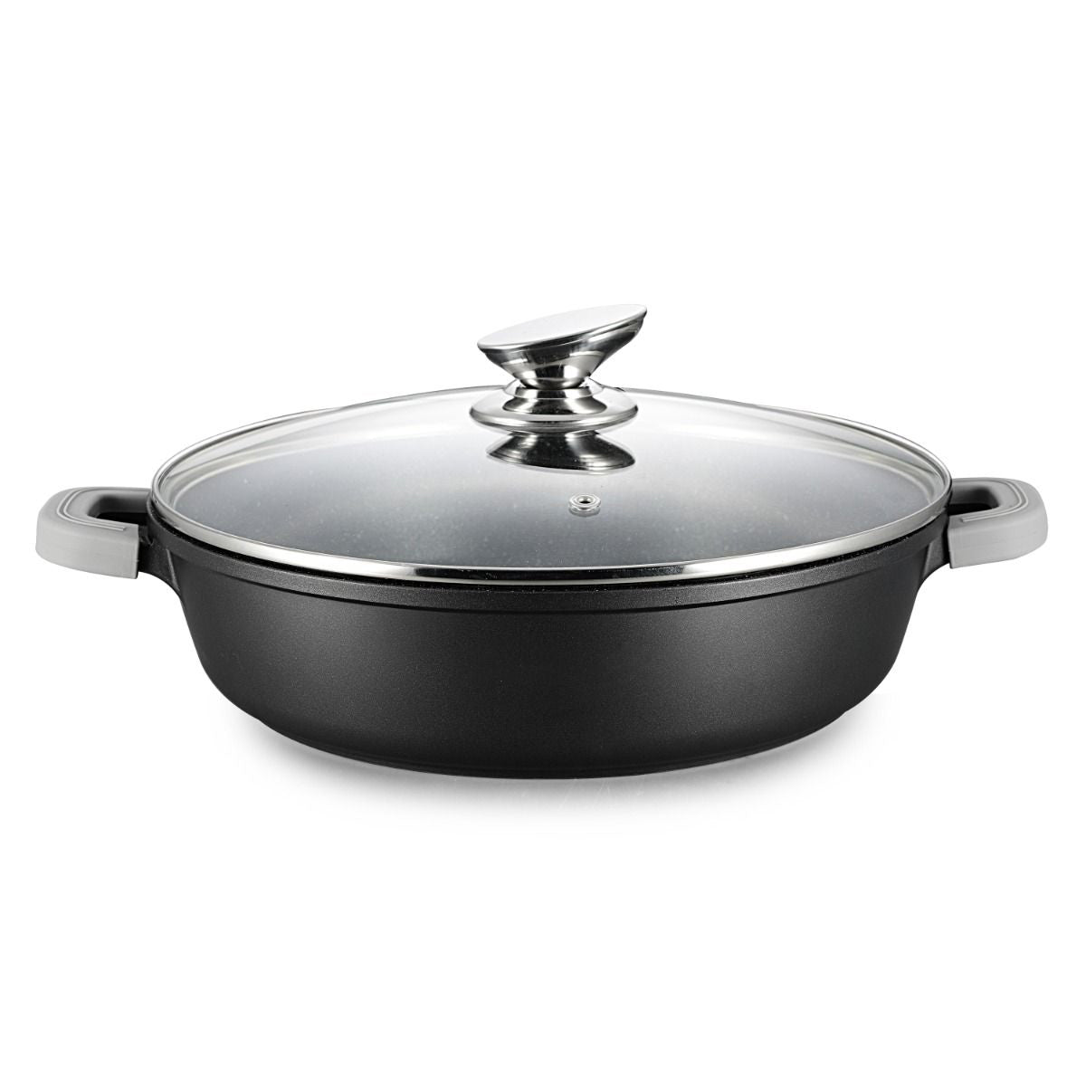 Ferveo Omega Lage Braadpan met Deksel - 28cm - Zwart - Inductie