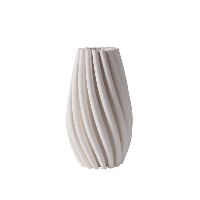 Fugurato Lia Vaas Wit - Keramiek met Spiraalvormig 3D-Reliëf - Ø10,5 x H20,5 cm
