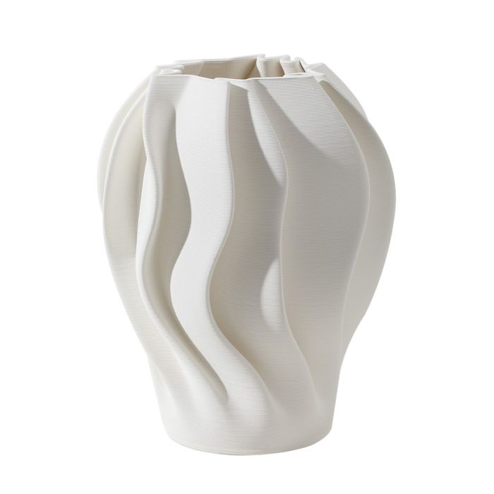 Fugurato Mia Vaas Wit - Keramiek met Golvend 3D-Reliëf - Ø20 x H29 cm