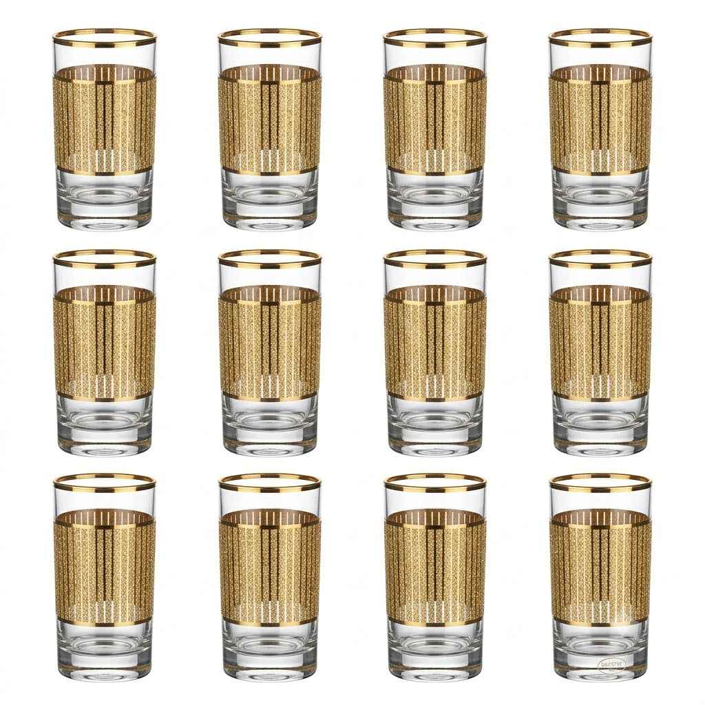 Glozini Marokkaanse Theeglazen - Goud - Set van 12 Glazen - 180ml - Thee & Koffieglazen