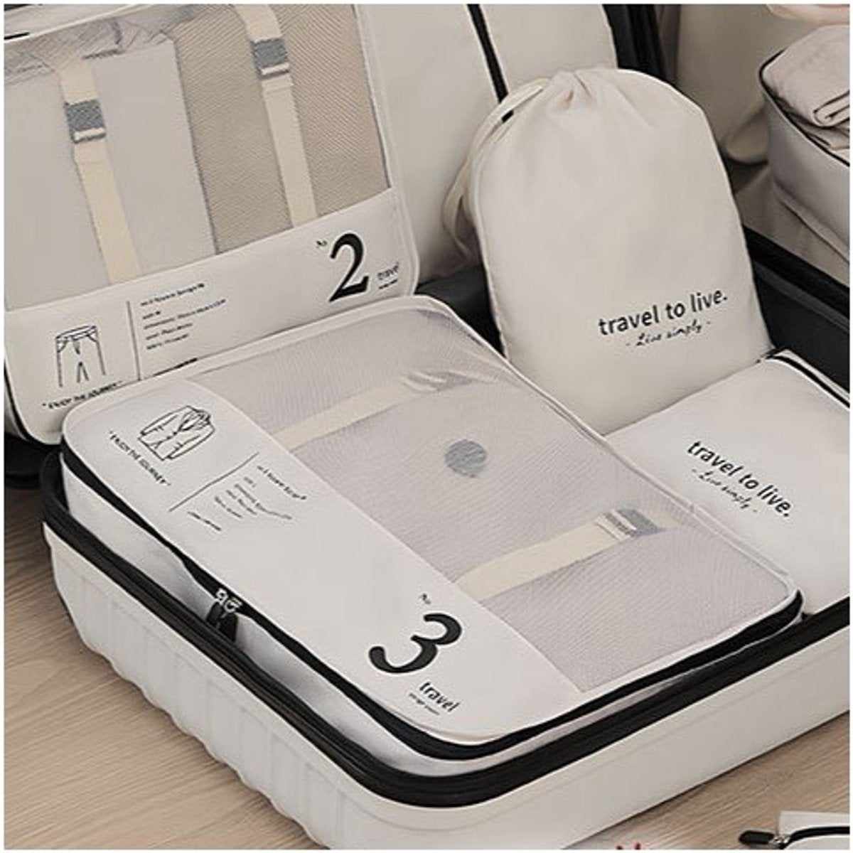 Hauskraft Packing Cube - 7-delig - Zwart - Koffer Organizer Set - Backpack en Koffer - Travel Cubes
