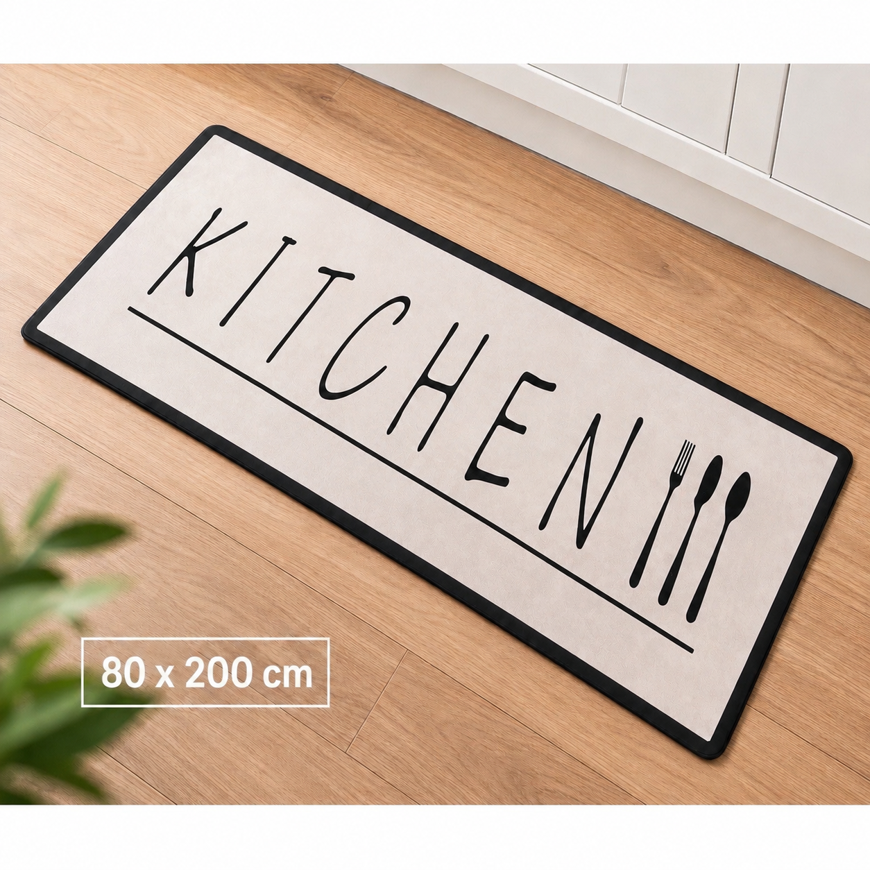 Kadirelli Keukenloper Kitchen - Crème - 80x200 cm - Vloerkleden - Keuken Tapijt - Keukenmat - Loper Tapijt - Loper Vloerkleed