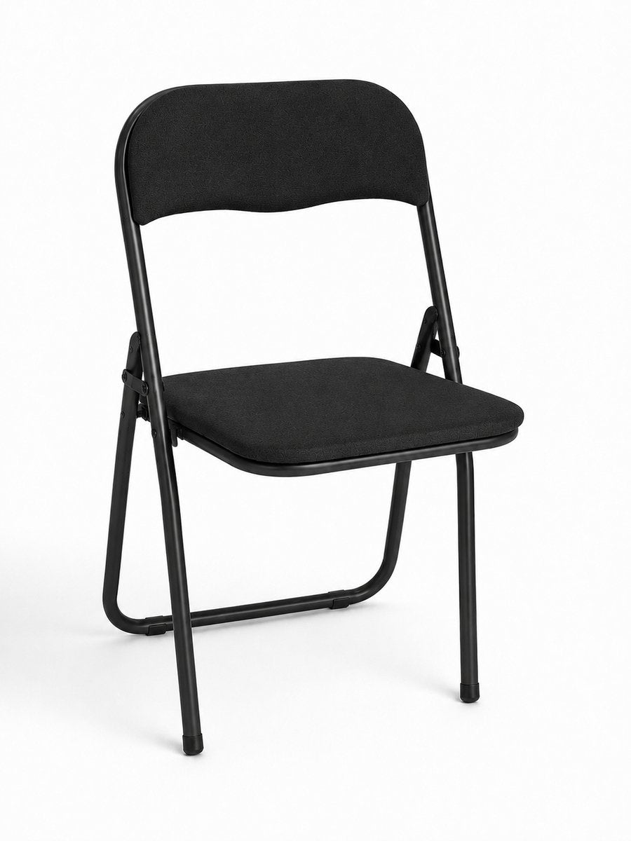 Kadirelli Folding Chair - Black - Set of 2 - Folding Chairs - Foldable Chairs with Upholstery