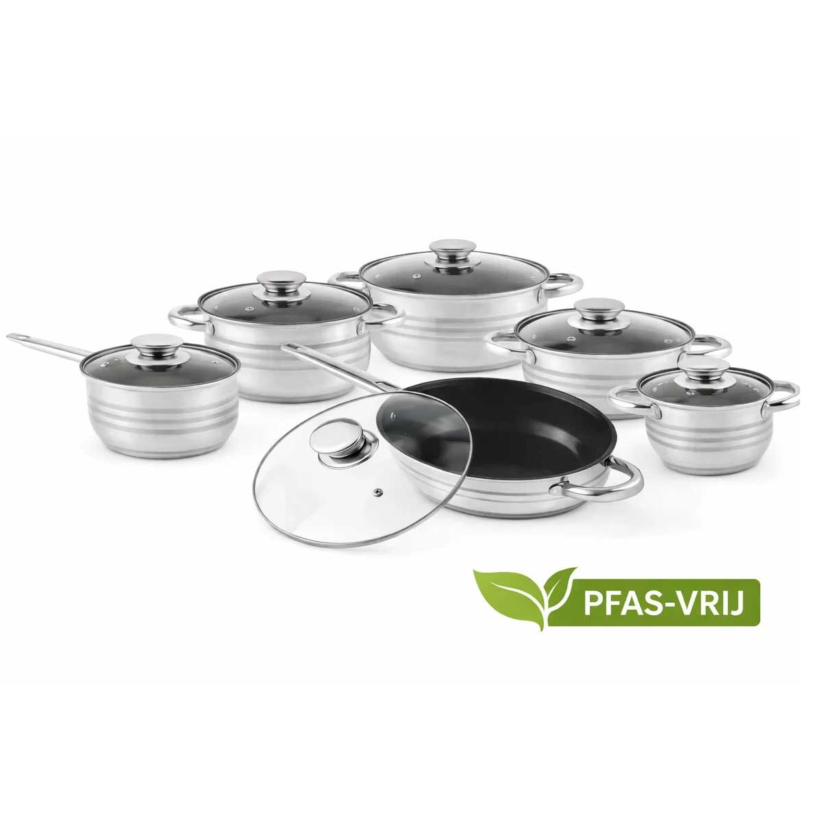 Kadirelli Pannenset met Deksels - 12-delig - RVS - PFAS-Vrij – productafbeelding
