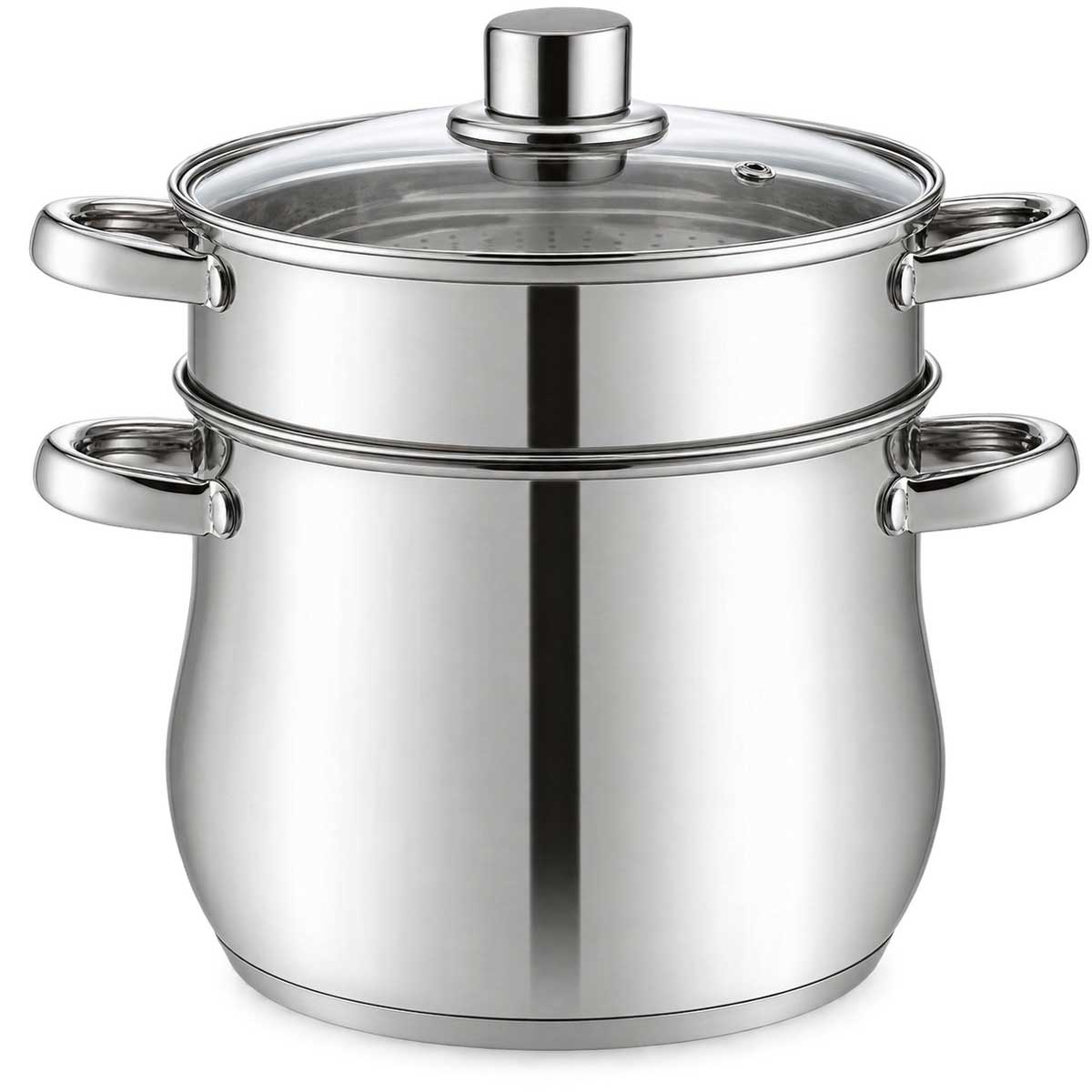 Kadirelli Couscous Pan met Deksel - Ø22cm - 6L - Zilver - RVS - Inductie