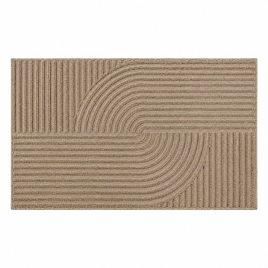 Kadirelli Deurmat Binnen – 60 x 90 cm – Taupe – Geometrisch Reliëf – Antislip en Wasbaar