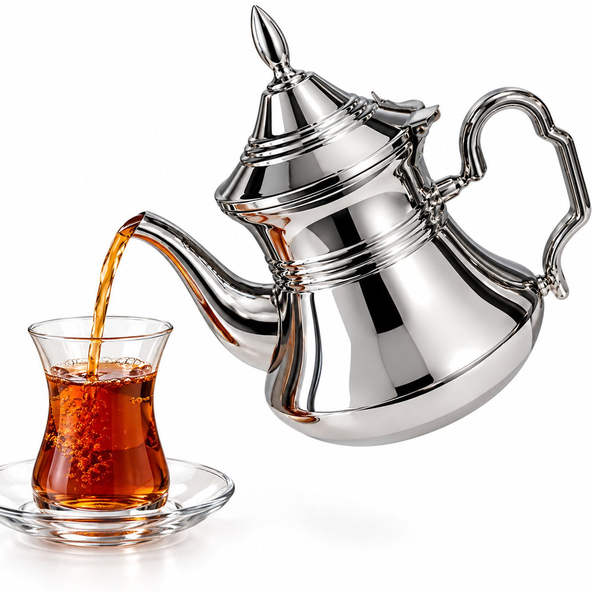 Kadirelli Theepot - Zilver - RVS - 1.5 Liter - Turkse & Marokkaanse Theepotten