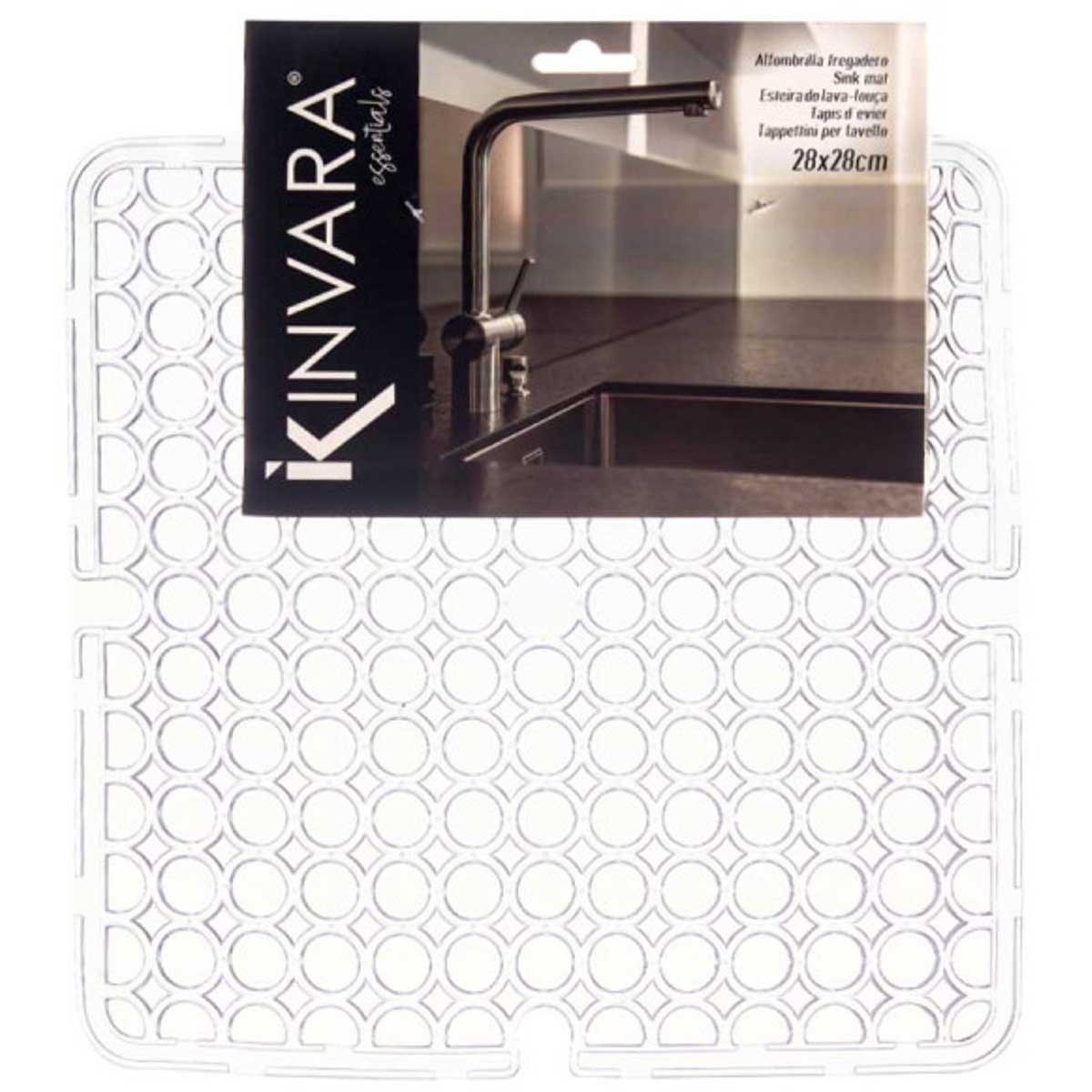 Kinvara Gootsteenmat - Vierkant - 28x28cm - Transparant - Spoelbakmat - Spoelmat - Spoelbakbescherming - Spatbescherming