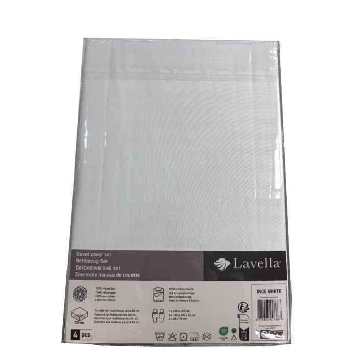 Lavella Ince Dekbedovertrek Set 4-delig - Wit - 200x220cm