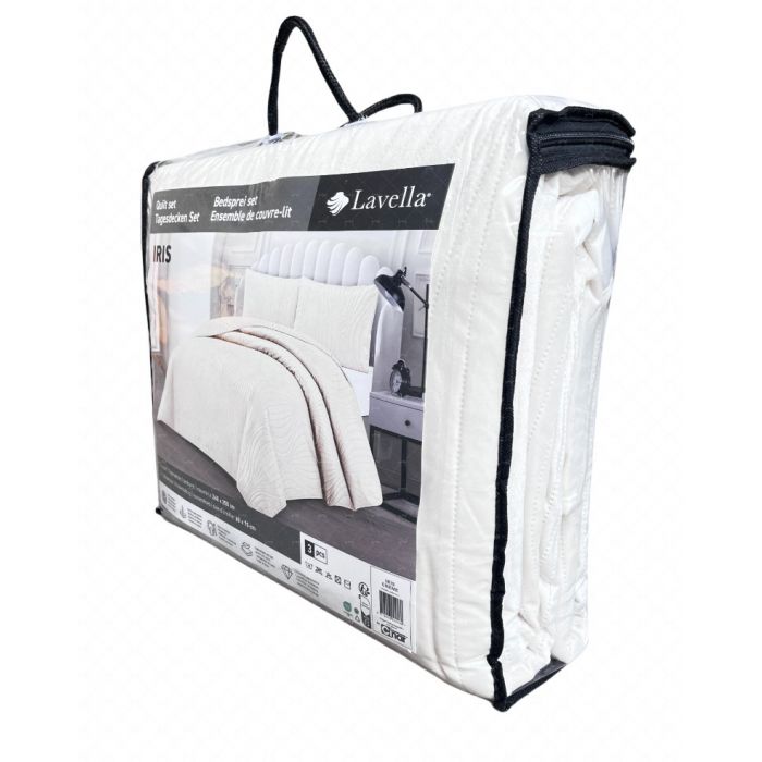 Lavella Iris Bedsprei Set 3-delig - Crème - 250x240cm