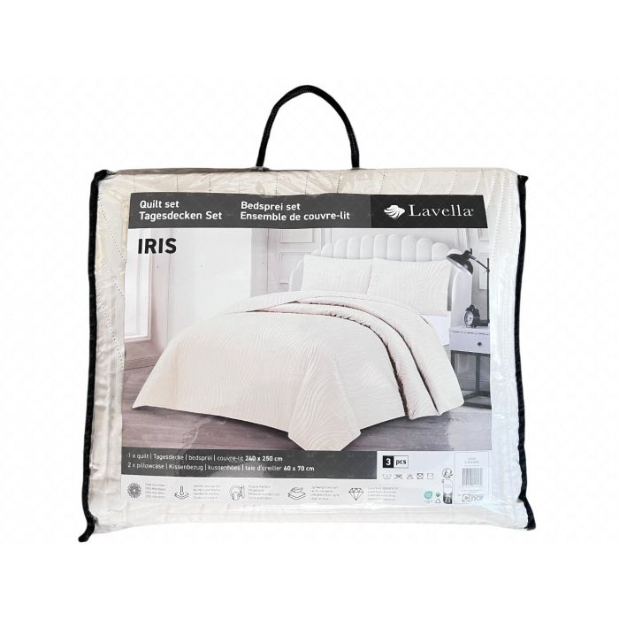 Lavella Iris Bedsprei Set 3-delig - Crème - 250x240cm