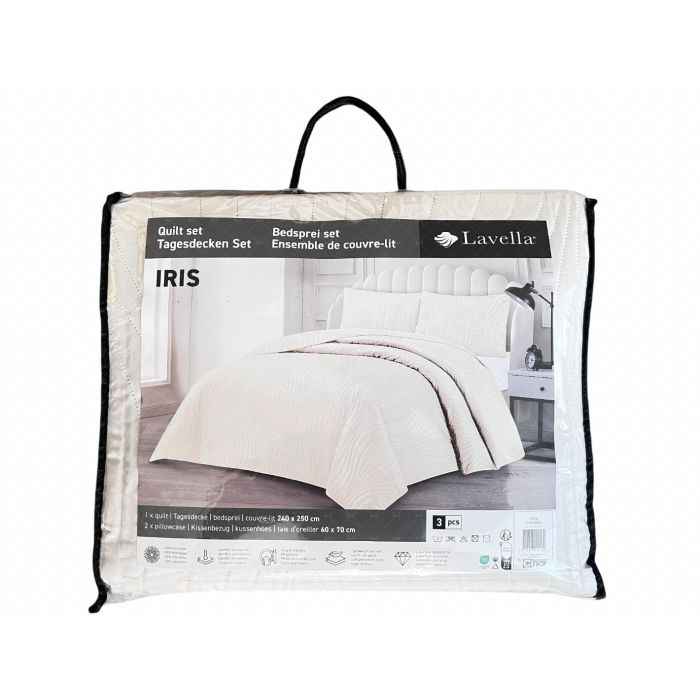 Lavella Iris Bedsprei Set 3-delig - Crème - 250x240cm