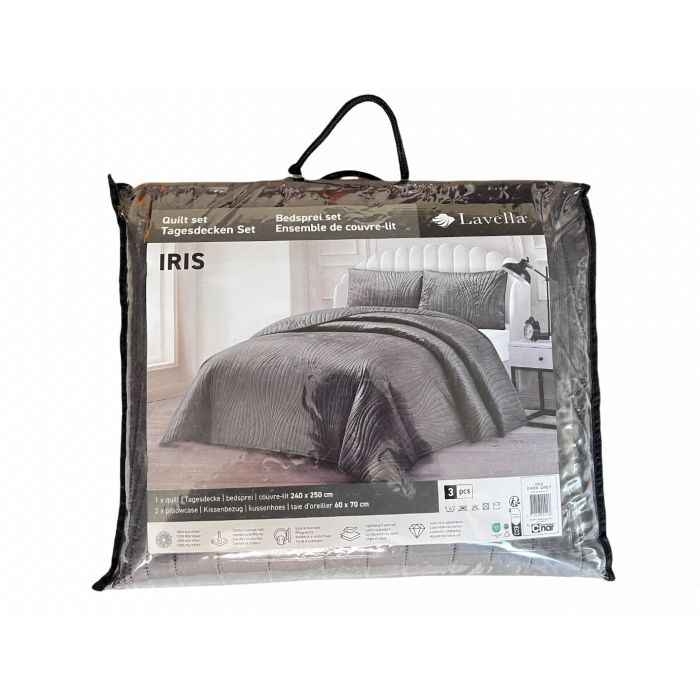 Lavella Iris Bedsprei Set 3-delig - Grijs - 250x240cm