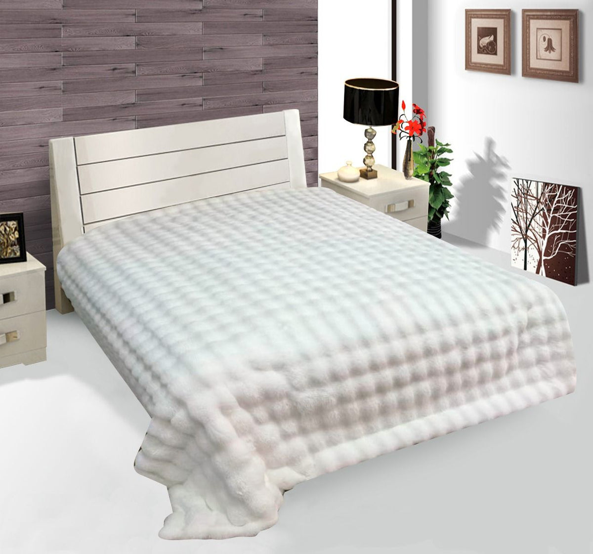 Lavella Pelus Deken - Wit - 200x240 cm - Super Zachte Plaid