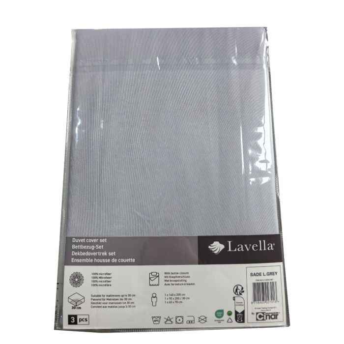 Lavella Sade Dekbedovertrek Set 3-delig - Lichtgrijs - 140x200cm