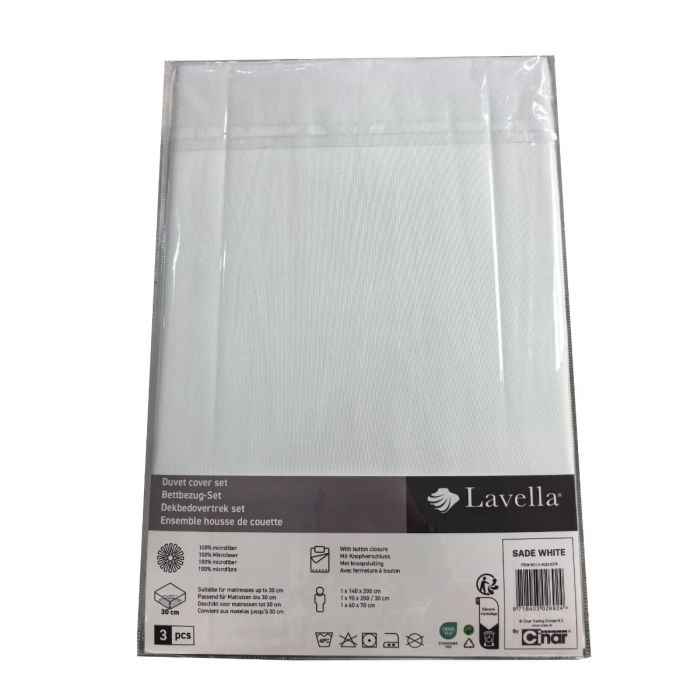 Lavella Sade Dekbedovertrek Set 3-delig - Wit - 140x200cm