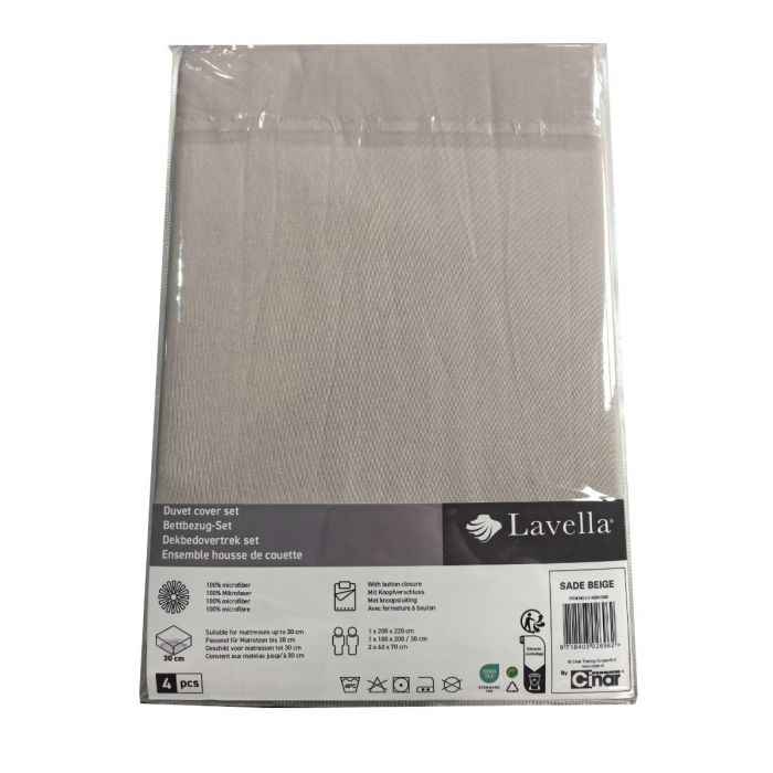 Lavella Sade Dekbedovertrek Set 4-delig - Beige - 200x220cm