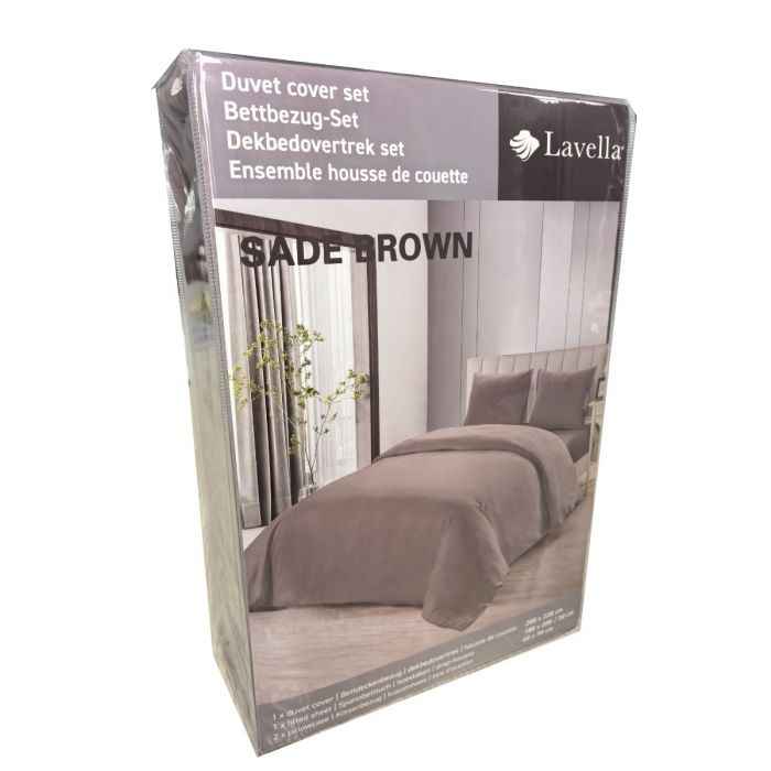 Lavella Sade Dekbedovertrek Set 4-delig - Bruin - 200x220cm