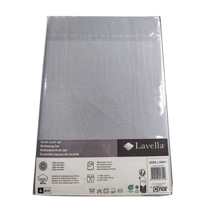 Lavella Sade Dekbedovertrek Set 4-delig - Lichtgrijs - 200x220cm