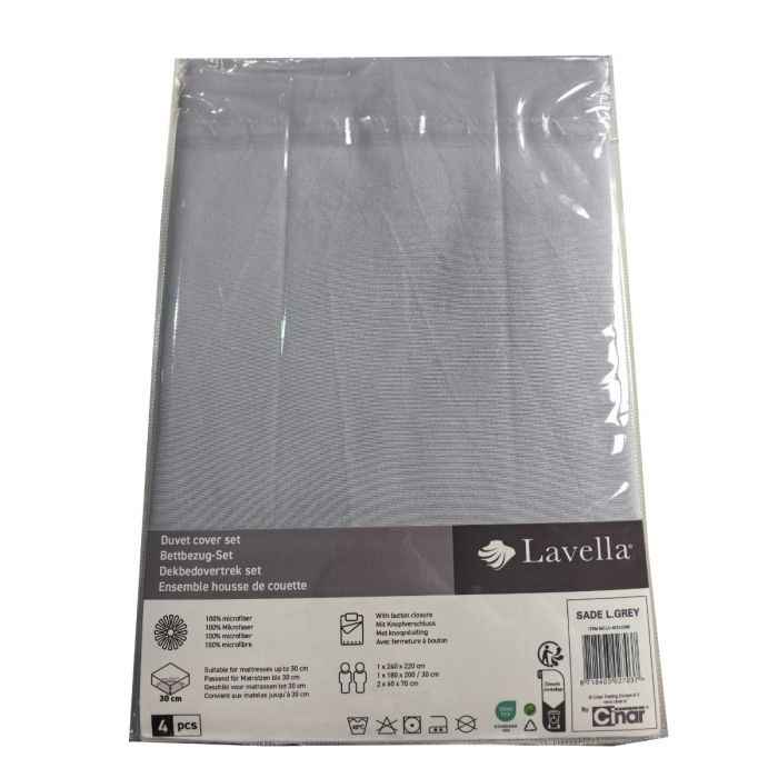 Lavella Sade Dekbedovertrek Set 4-delig - Lichtgrijs - 240x220cm
