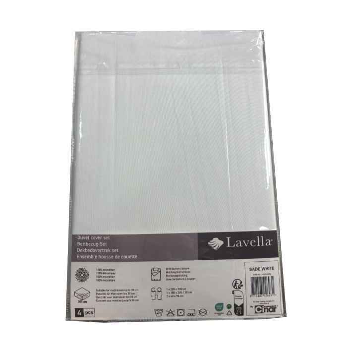 Lavella Sade Dekbedovertrek Set 4-delig - Wit - 200x220cm