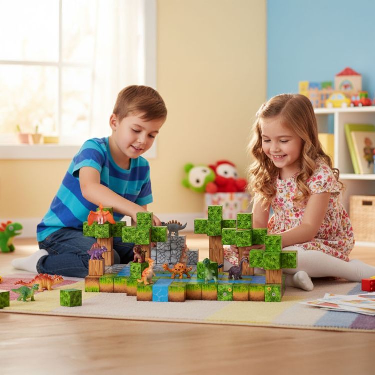 Magnetische Bouwblokken Set Dinosaurussen - 142 Delig - Magnetische Kubussen - Educatief Constructiespeelgoed voor Kinderen